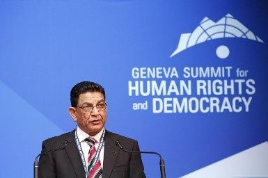 Peter Bhatti at the Geneva Summit for Human Rights and Democracy
