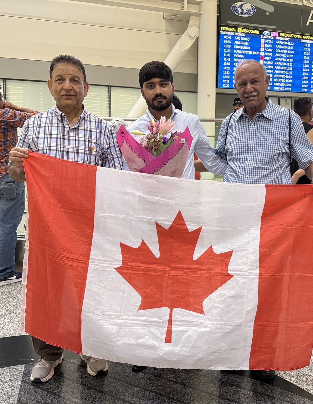 Patras Masih welcomed to Canada by International Christian Voice at Toronto Pearson International, July 2026